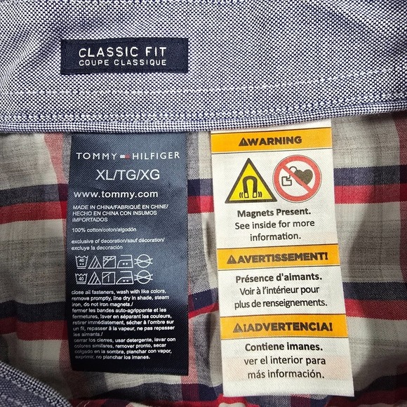 Tommy Hilfiger Shirt Mens XL *Lot of‎ 2* Red Blue Magnetic Buttons Long Sleeve - Picture 4 of 11